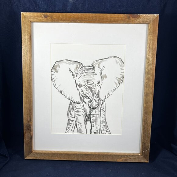 Set Of 3 Framed Animal Prints - Giraffe Alpaca & Elephant - Hobby Lobby - Wooden - Picture 2 of 4